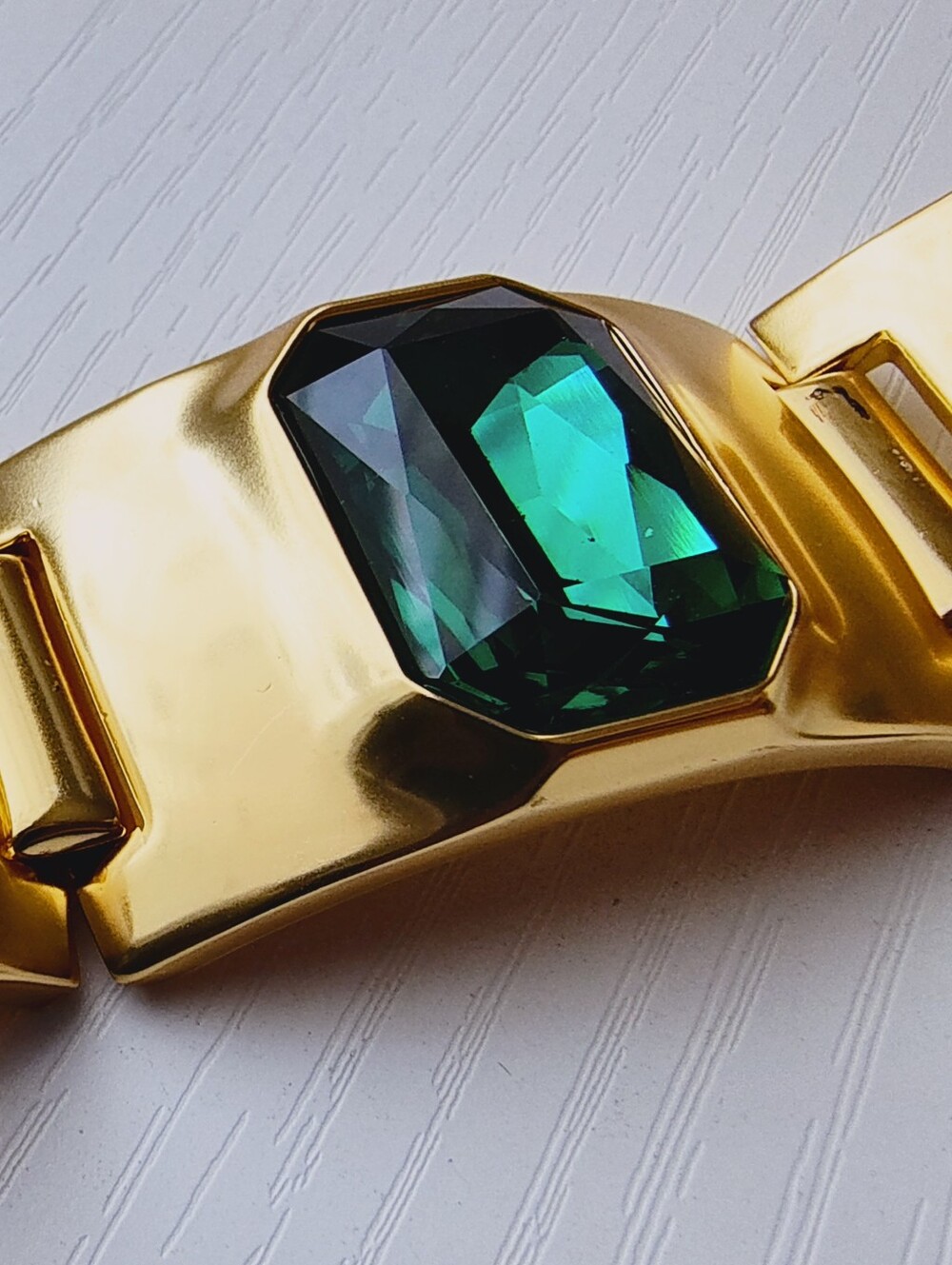 J. Crew Baguette statement bracelet Emerald Green Stones - Picture 5 of 10